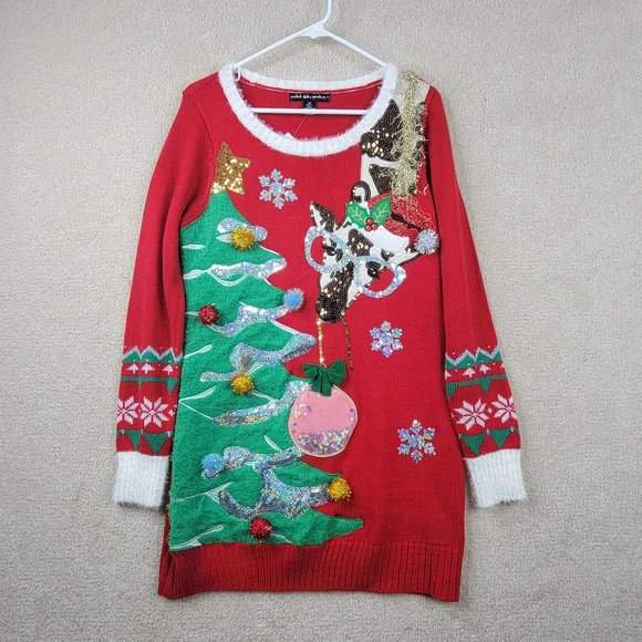 ugly christmas sweater dress ideas Giggling Getup Womens Light Up with Colorful Light Up Bulb, Sweater Dresses for Women : Clothing, Shoes & Jewelry Complete with baubles and tinsel Sweater Dress Tunic Christmas Sweater